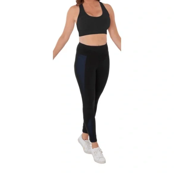 Bcbg ALLEGRA BLUE/BLACK CUTOUT YOGA LEGGINGS ❤️IN STORES❤️ - Picture 2 of 3